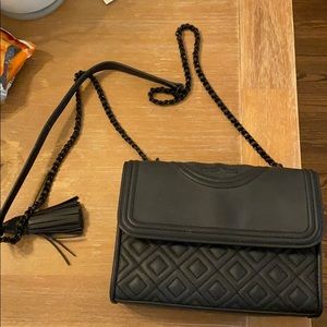 Tory Burch Fleming matte black small bag